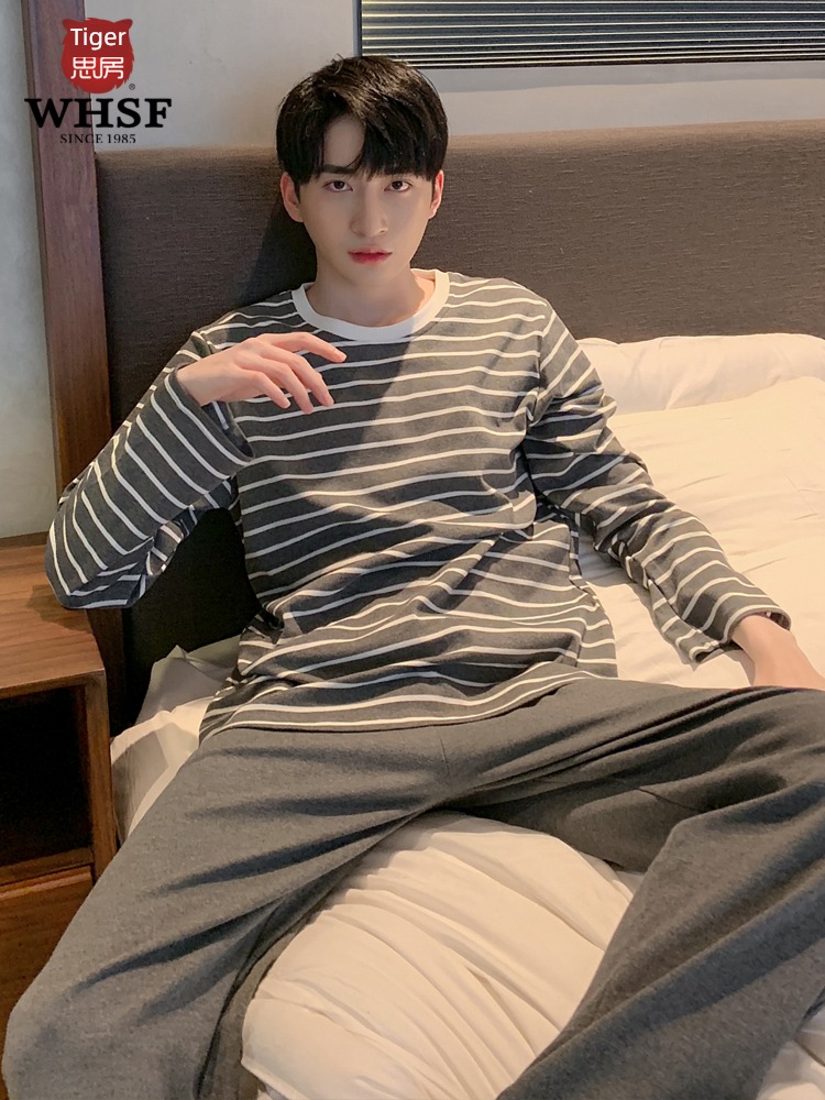 man Long sleeve Cotton stripe leisure time leisure wear pajamas