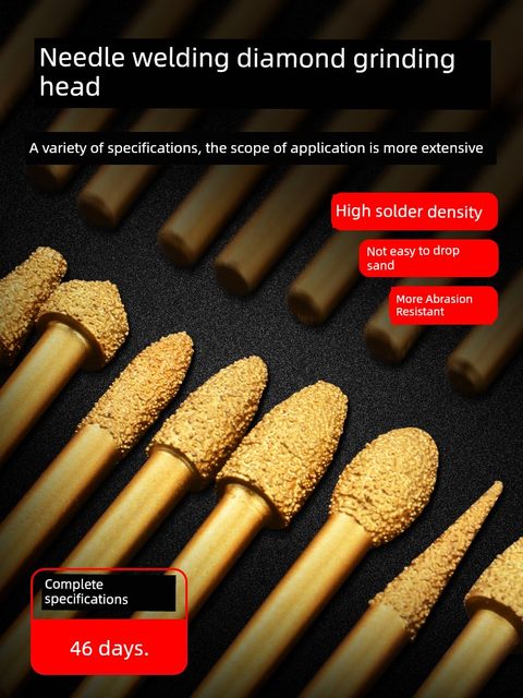 Diamond brazing grinding head cast iron electric grinding head stone stone carving coarse sand grinding head cylindrical spherical grinding rod 6mm