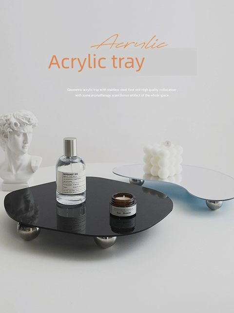 INS creative light luxury acrylic tray set mirror tray photography decoration storage high-quality living room ornaments