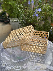 Bamboo Baskets, Bamboo Baskets with Hollow Weaving, Souvenirs for Events, Festive Gifts, Mid-Autumn Festival Mooncake Gi