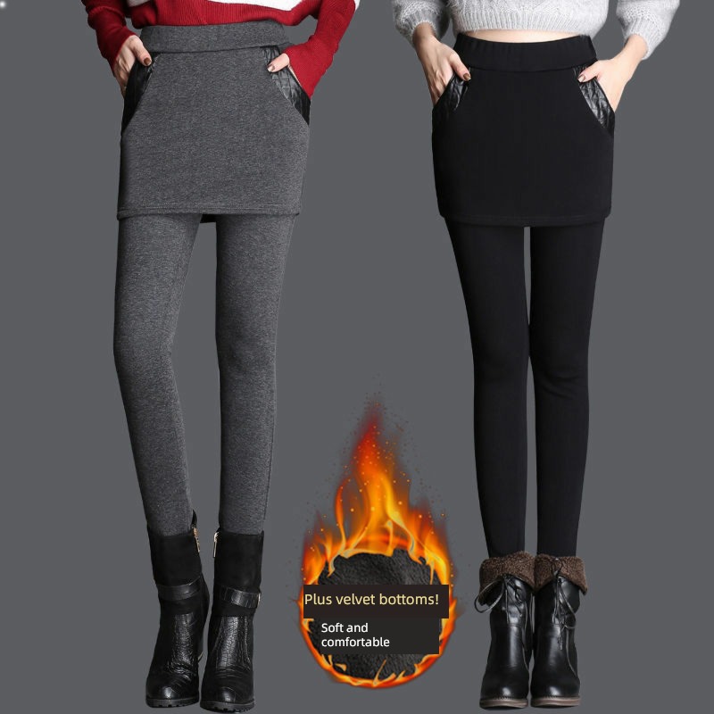 thickening Autumn and winter Leggings High waist Conjoined Fake two