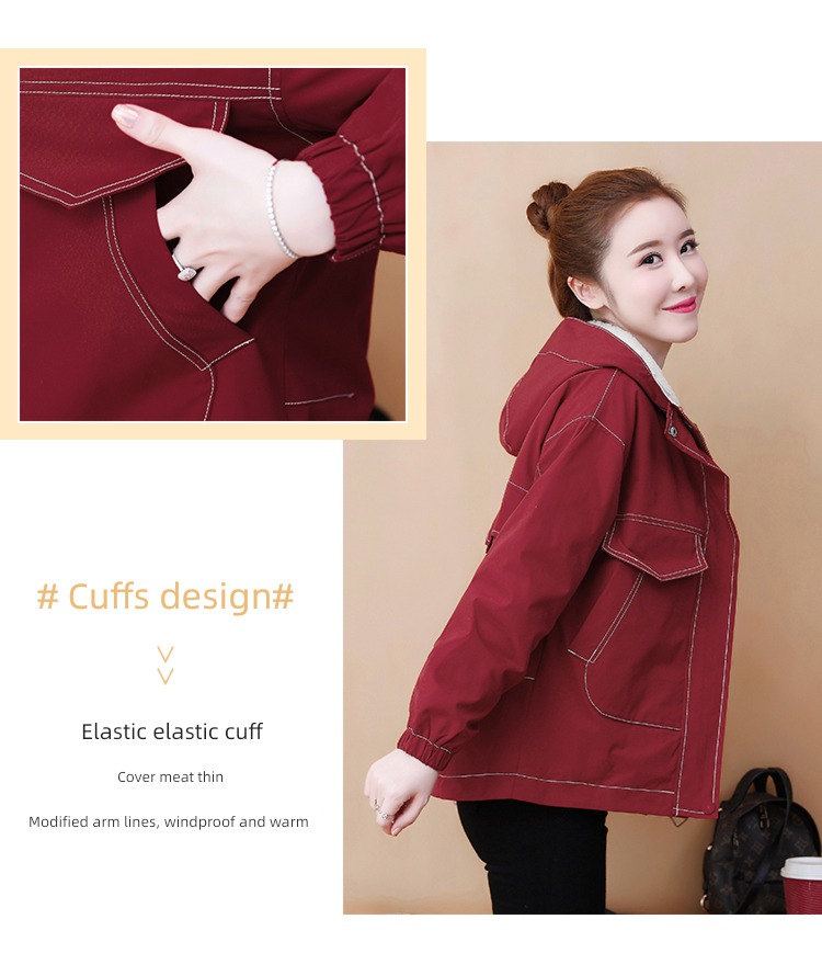 loose coat female Retro Hong Kong flavor cotton work clothes Jacket lamb