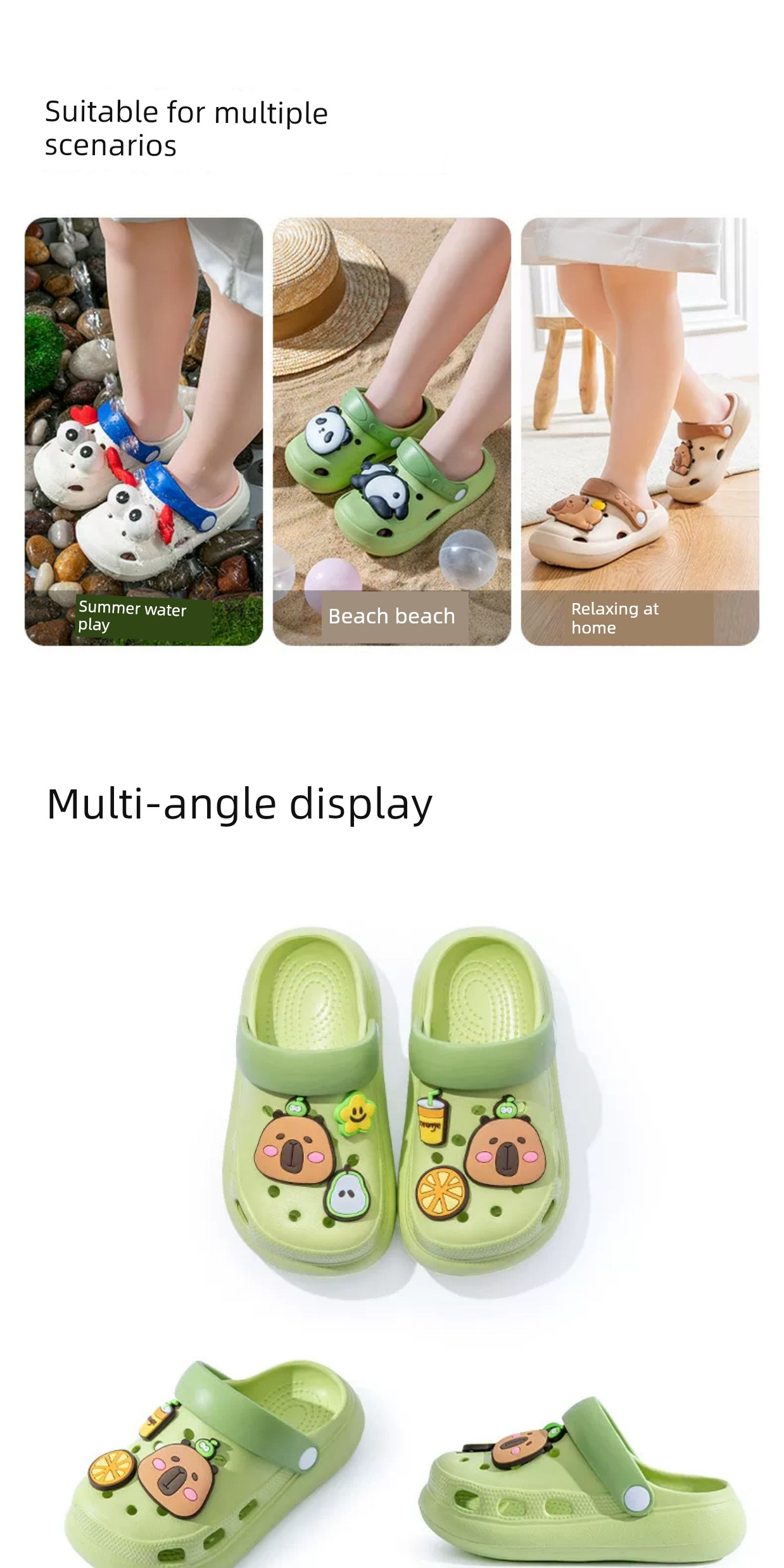 Pig Daddy Capibara Children's Summer Slippers for Boys, Non-Slip Home Sandals for Older Children, Beach Clogs for Girls — 12