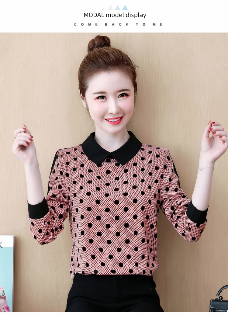 Women Long sleeve Doll Collar Spring  fashion Chiffon shirt