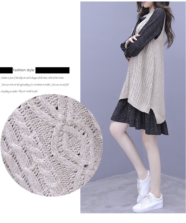 Autumn and winter leisure time knitting Dress ma'am Two piece set