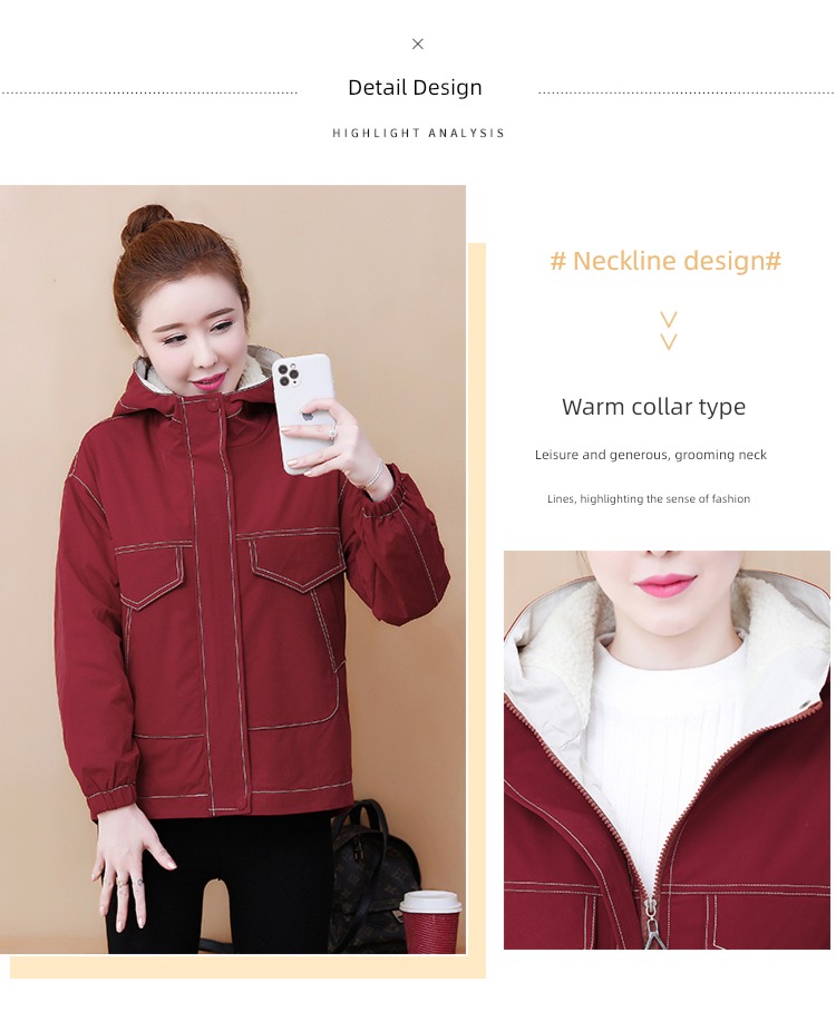 loose coat female Retro Hong Kong flavor cotton work clothes Jacket lamb