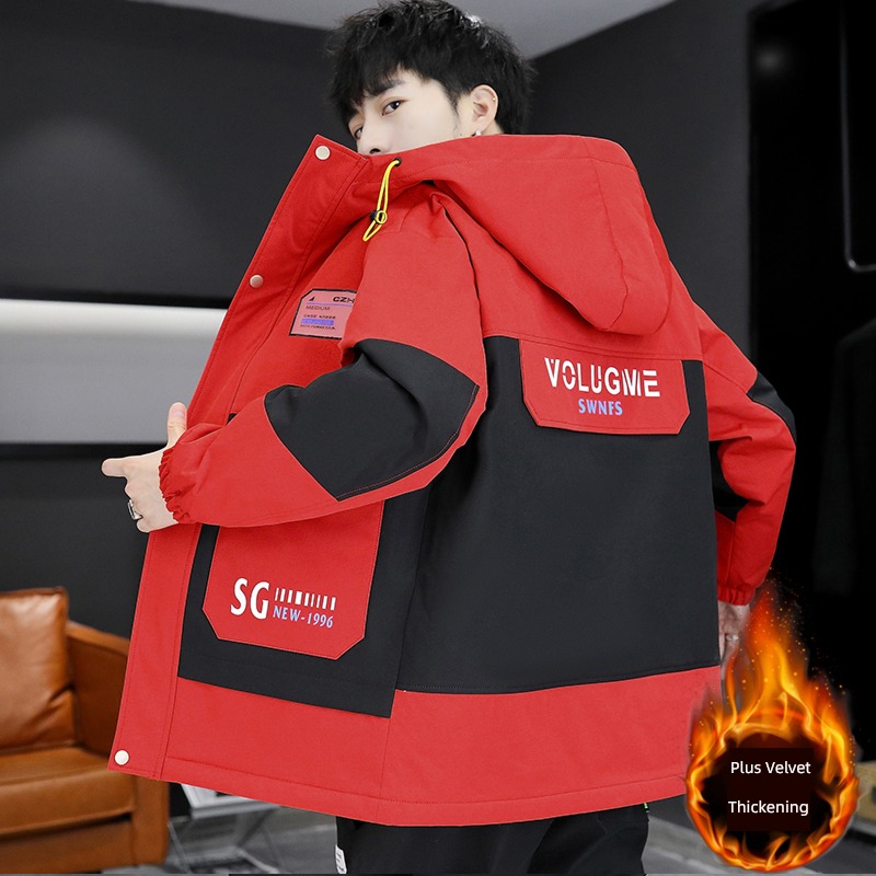 tide winter Plush thickening junior high school student Autumn clothes loose coat