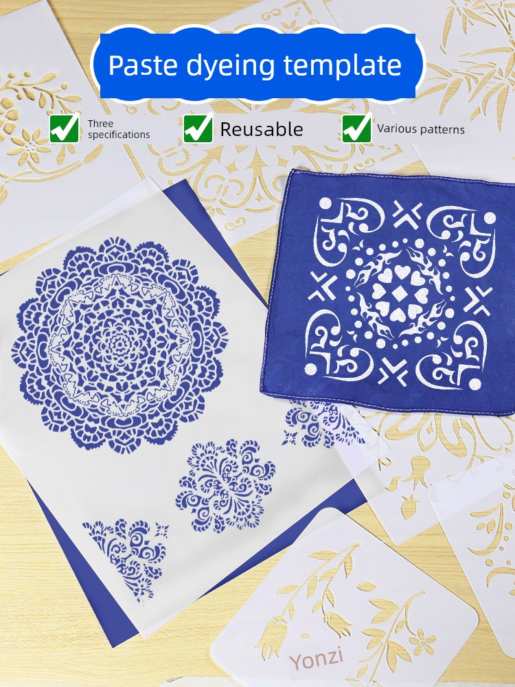 Batik Dyeing DIY Kit Handmade Materials Round Fan Miao Ethnic Printed Fabric Ethnic Style Hollow Template Printing