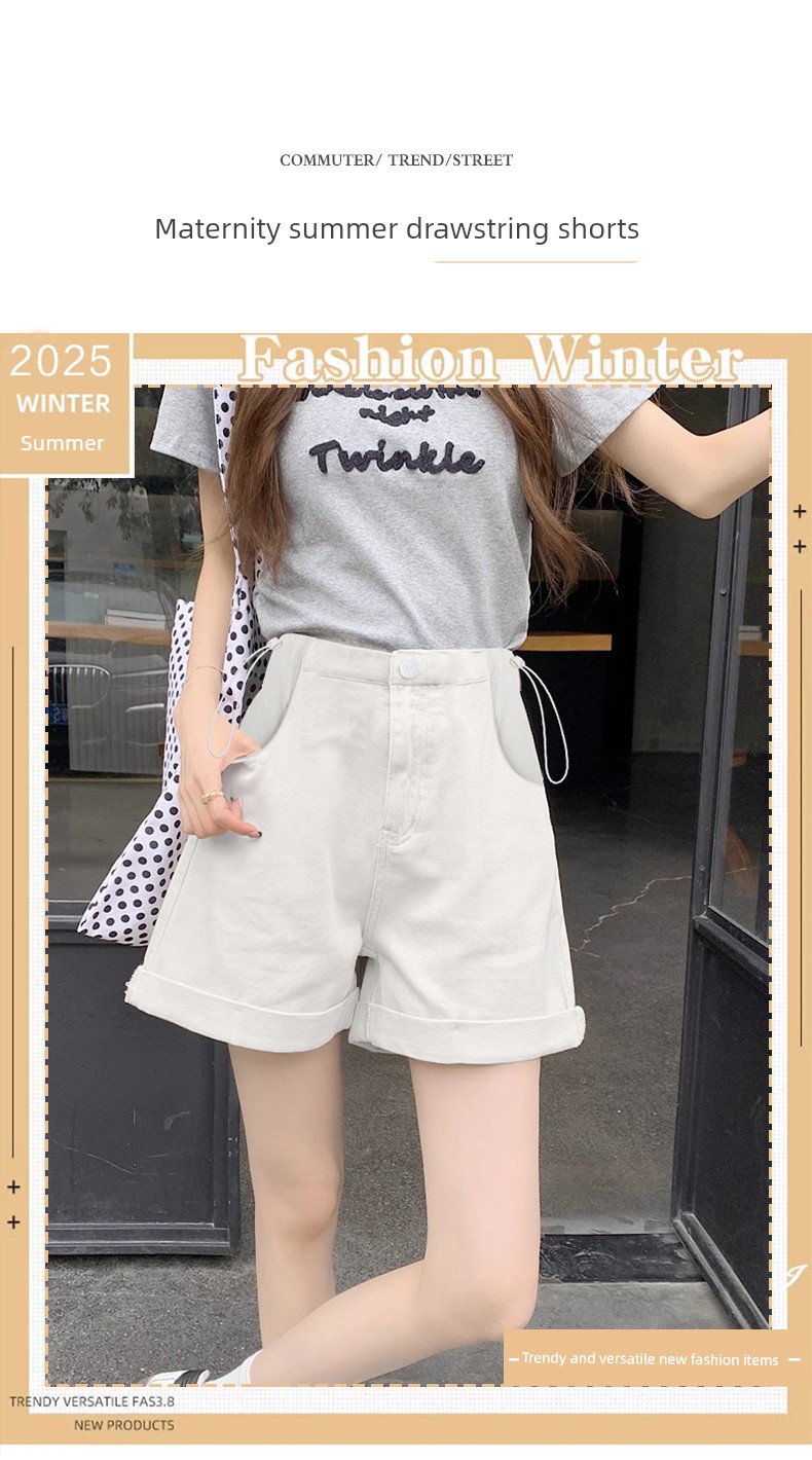 Langsha Maternity Pants Summer Shorts 2026 New Drawstring Loose Slimming Versatile Straight-Leg Casual Pants — 1
