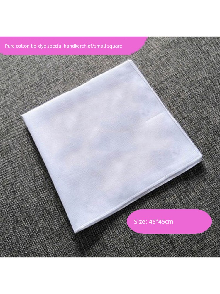 Tie-Dyed Fabric Square Handkerchief Canvas Bag Pillow and Cushion Cover Cotton Tablecloth Student Handicraft DIY Material Scarf