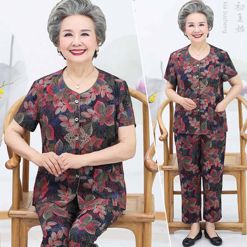 poplin  Home Furnishing summer Short sleeve 70 year Two piece suit