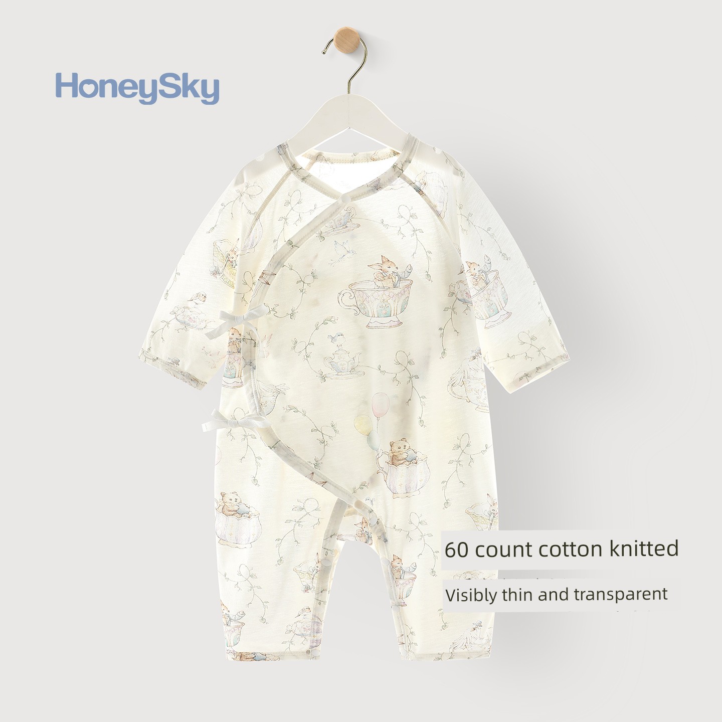 Hani Sky Newborn Baby Half-Back Shirt Spring and Autumn Size 52 Clothes for 0-3 Months Old Baby Top Monk-Style Outfit — 1