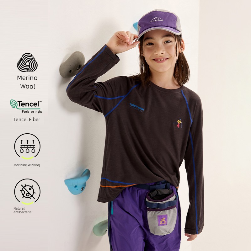 Merino Wool [Moisture-Absorbing and Quick-Drying] Kidsren's Long-Sleeved T-Shirt Girls' Quick-Drying Clothing Boys' 2026 Autumn New Style — 1