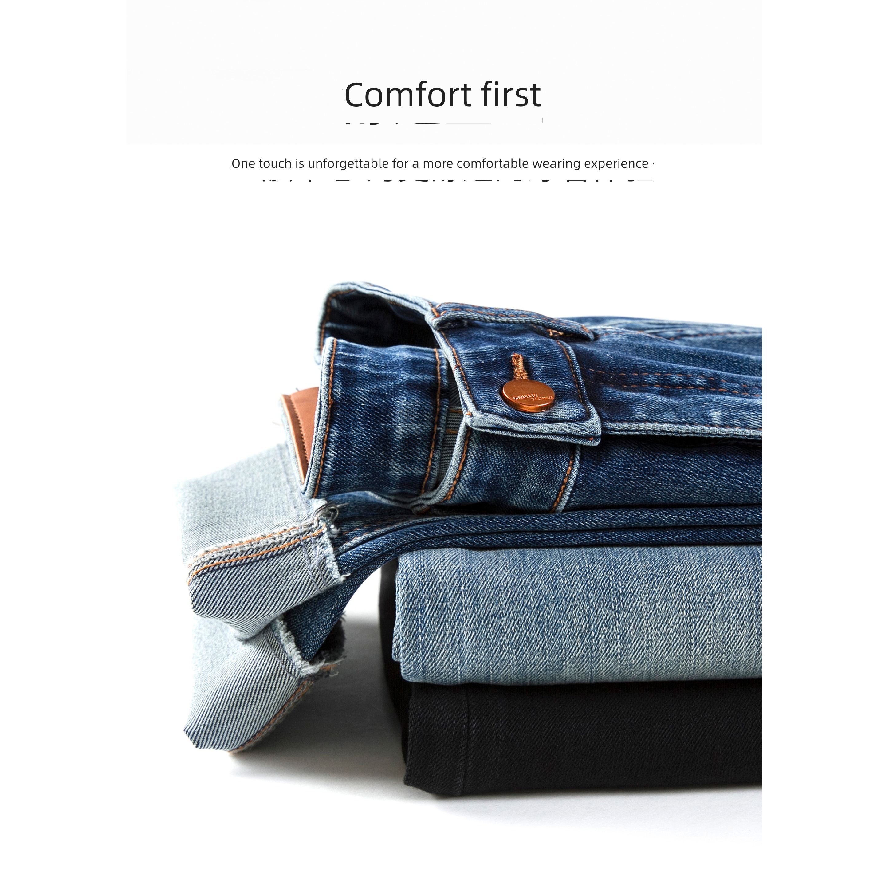 Smoke pipe High waist Autumn and winter easy Show thin Jeans