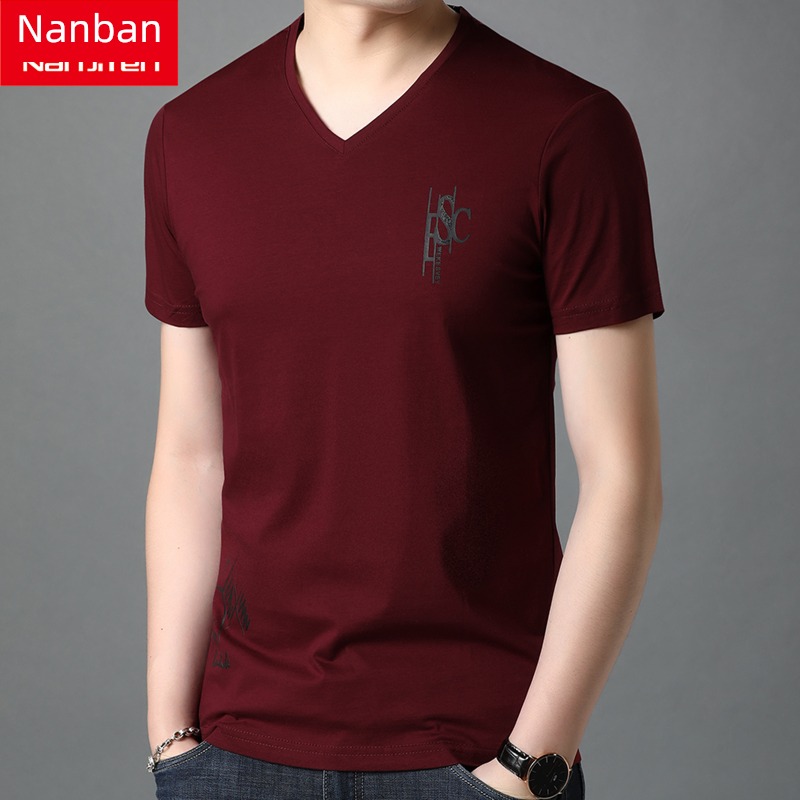 NGGGN Korean version V-neck leisure time man Short sleeve T-shirt