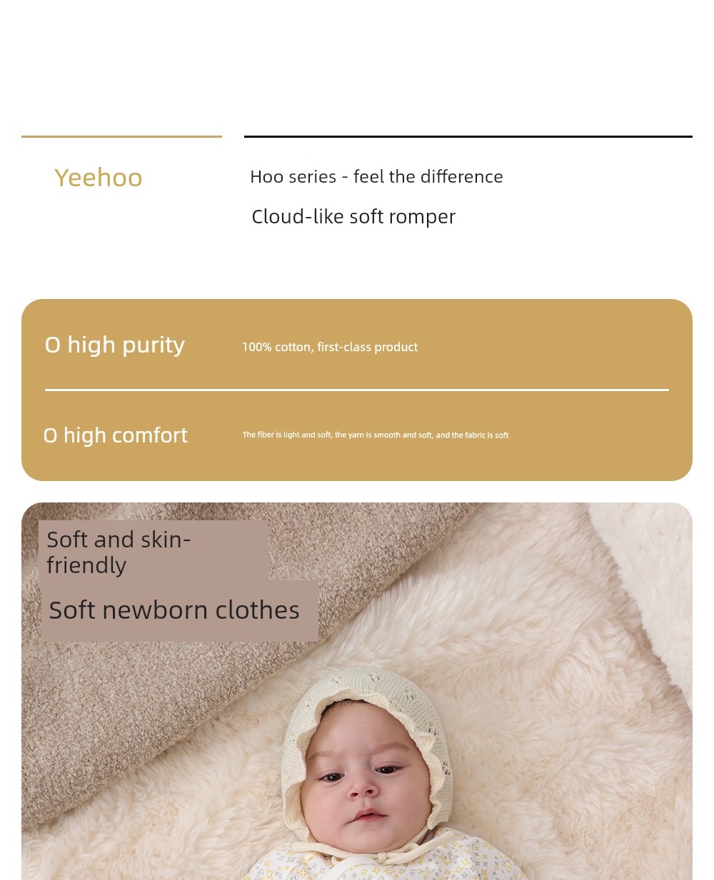 YEEHOO Infant Newborn Spring and Autumn Pure Cotton Jumpsuit — 2