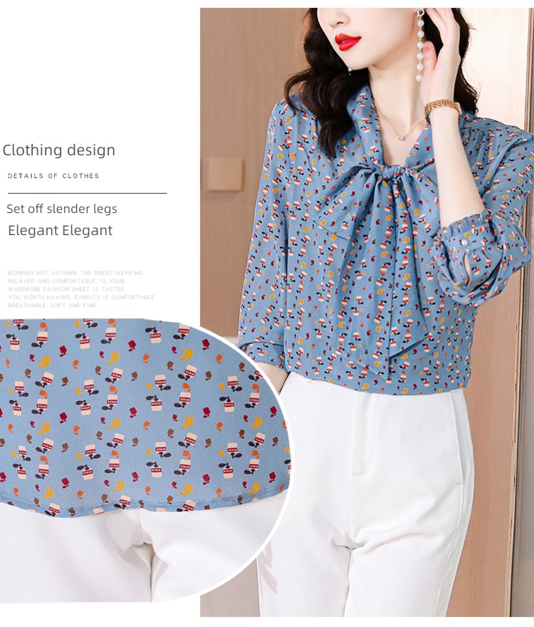 printing Long sleeve Autumn  French Your wife Chiffon shirt