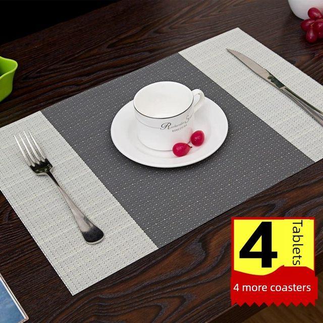 4-piece Japanese dining cloth Western place mat Nordic dining table mat Thermal insulation mat Anti-scalding pot mat Bowl mat Coaster Home PVC