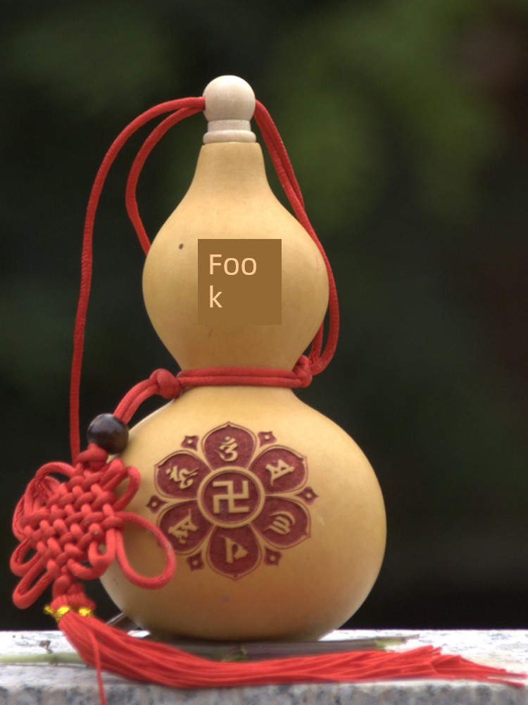 Natural Opening Wooden Gourd Six Words Mantra Great Bright Mantra Decoration Door-to-Door Home Gossip Gourd