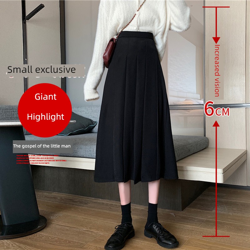 black Medium and long term little chap Autumn and winter Pleated skirt