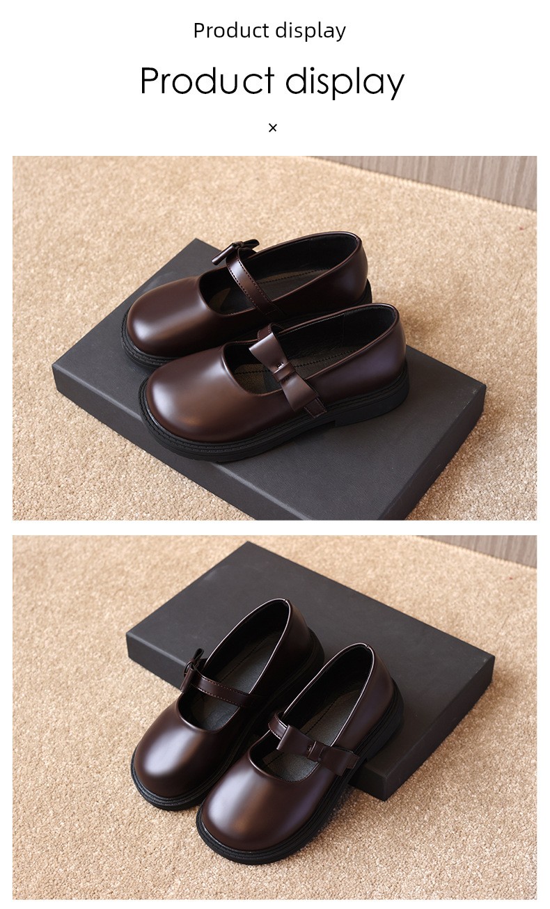Black Leather Shoes for Girls, College Style, Suitable for Skirts, British Style, Versatile, Comfortable, Round Toe, 2026 New Model, Women's Summer Style — 9