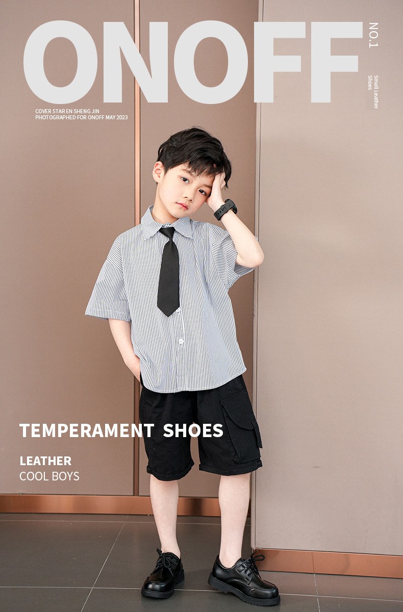 Boys' Black Leather Shoes, British Style, Casual and Stylish, Comfortable for Men, Great for Summer, Very Attractive, Student Shoes, 2026 New Model — 5