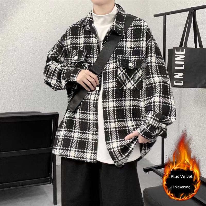 Chaopai Little fragrance lattice easy Wool Jacket loose coat