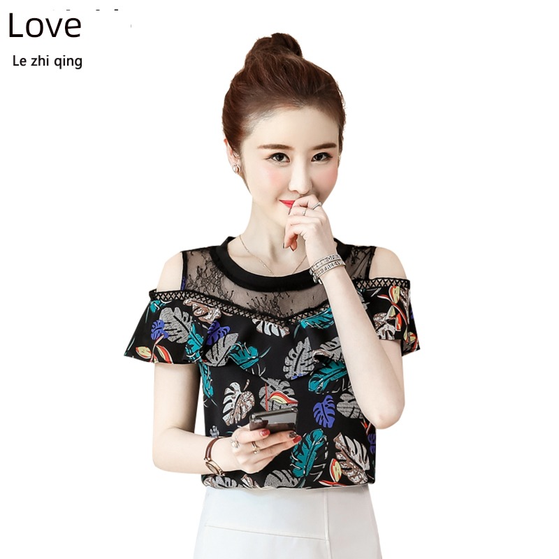 Foreign style easy strapless  Short sleeve jacket Chiffon shirt
