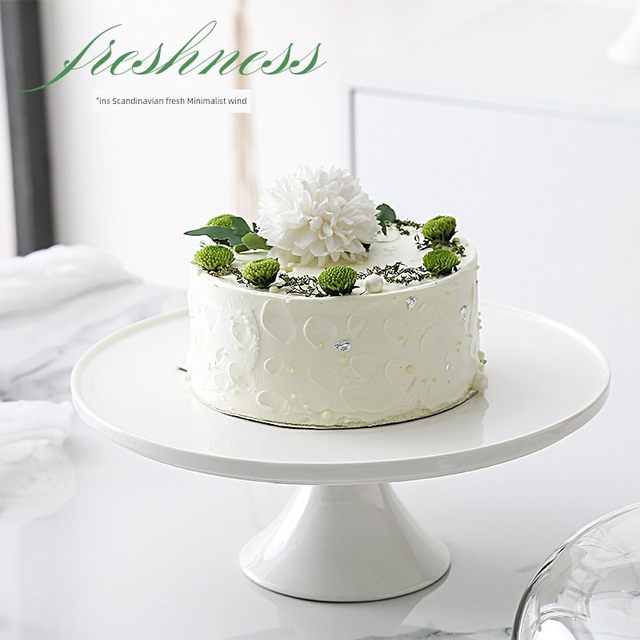 Ins Minimalist ceramic cake plate wedding birthday dessert plate high-foot cake tray baking cake pan dessert rack