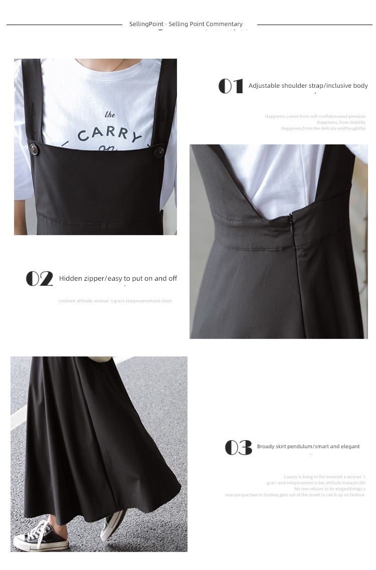 Age reduction Super long To the ankle Close your waist Retro Strap skirt