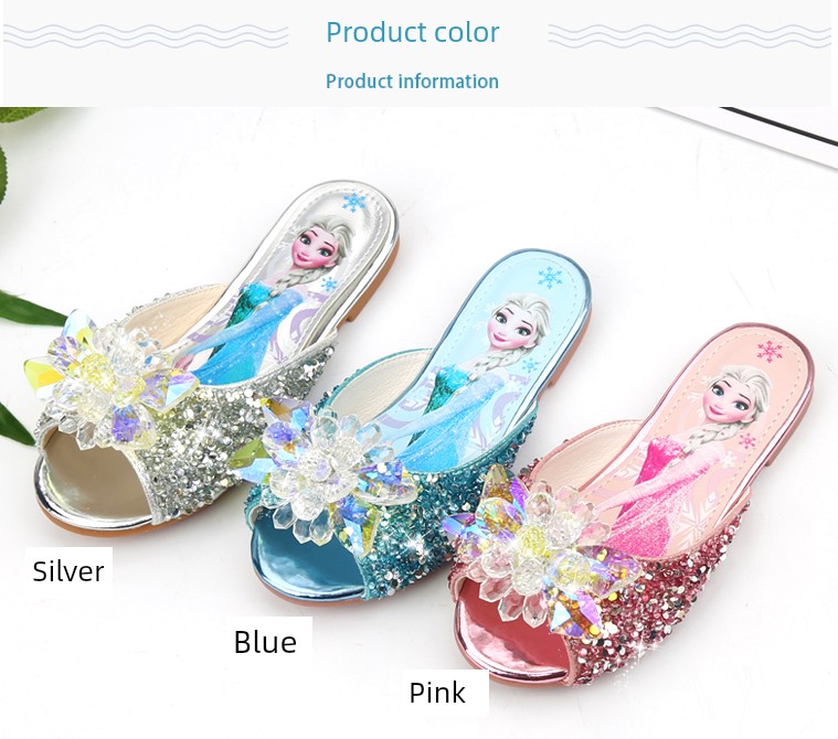 Internet Celebrity Princess Elsa Summer Crystal Girls' Slipper — 6