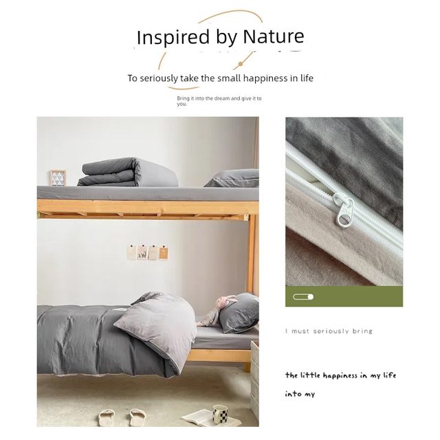 MUJI University Dormitory Bed Three-Piece Cotton Pure Cotton Quilt Cover Single Bed Sheet Quilt Cover