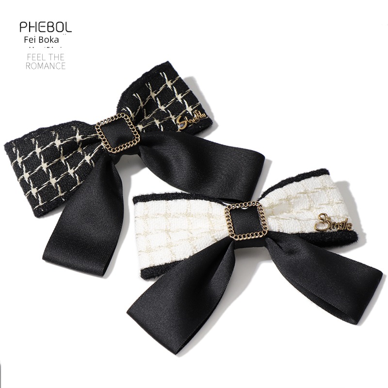 Little fragrance Autumn and winter new pattern Top clamp Hair clip bow