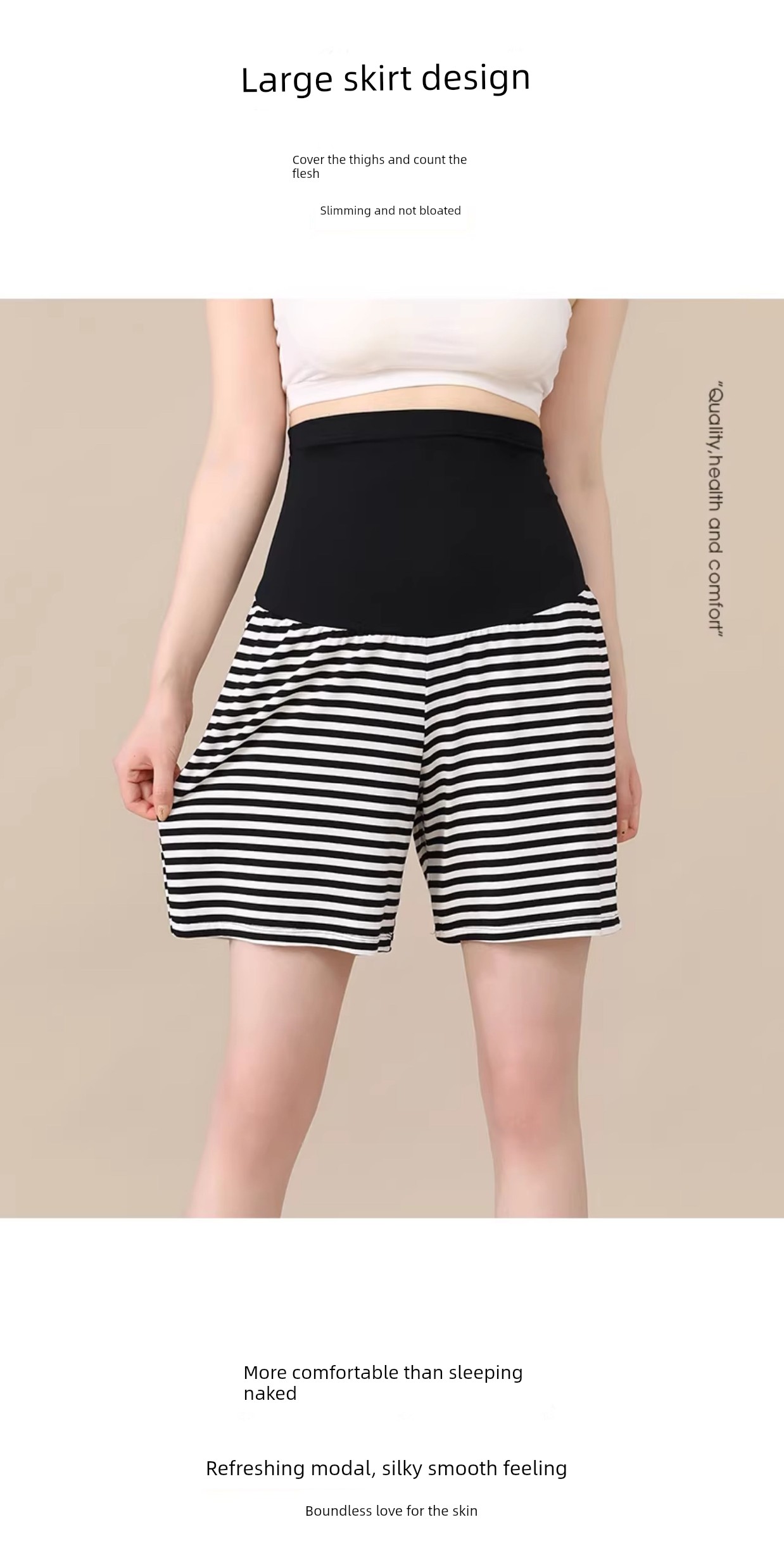 Fashion Tape Thin Modal Plus Size Shorts for Pregnant Women — 4