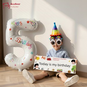 Birthday Decoration Scene Setup for Boys, Number Balloons for Children, 5-Year-Old Happy Ceremony Props for Boys and Gir