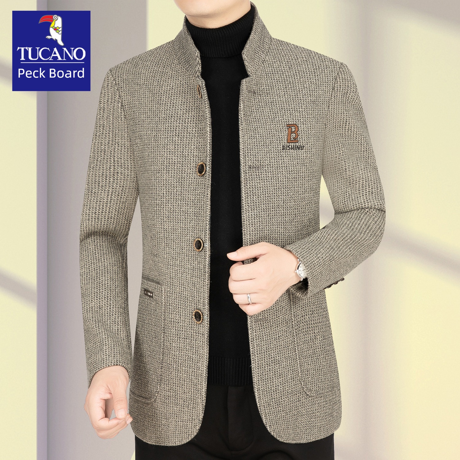 Woodpecker high-end Spring and Autumn winter clothes man loose coat