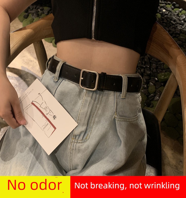 Retro black Jeans ins Fashion ma'am Belt