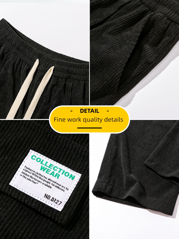 spring and autumn winter Sagging sensation Broad leg leisure time corduroy trousers
