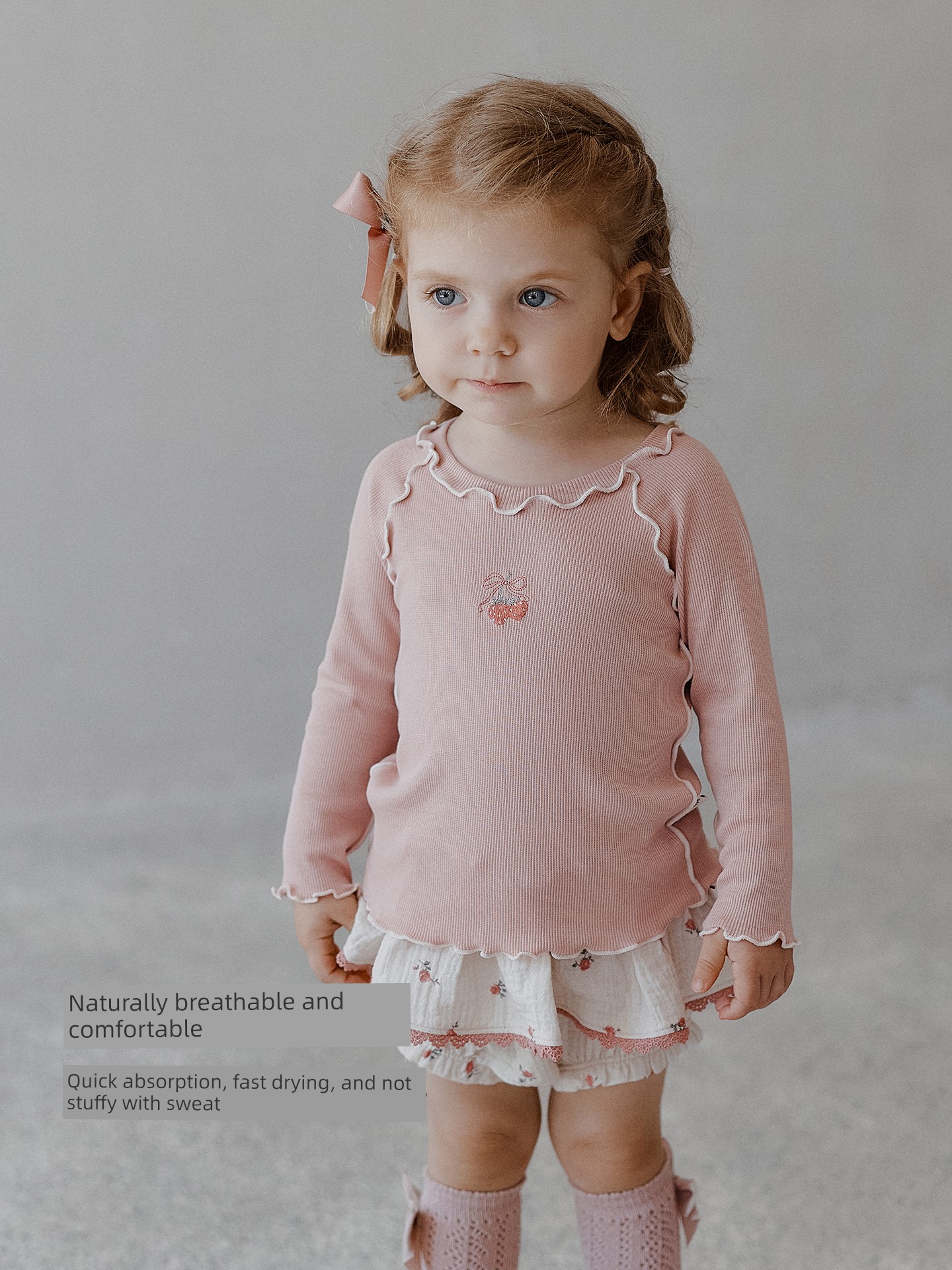 [New Product] Oak Family Girls' Long-Sleeved T-Shirt Kidsren's Bottoming Shirt Autumn Round Neck Pure Color Top — 3