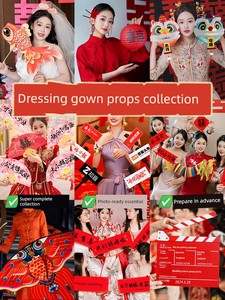 Wedding Bride Photoshoot Props, Chinese-Style Wedding Dressing Gown for the Bride, Creative Atmosphere-Enhancing Tool fo