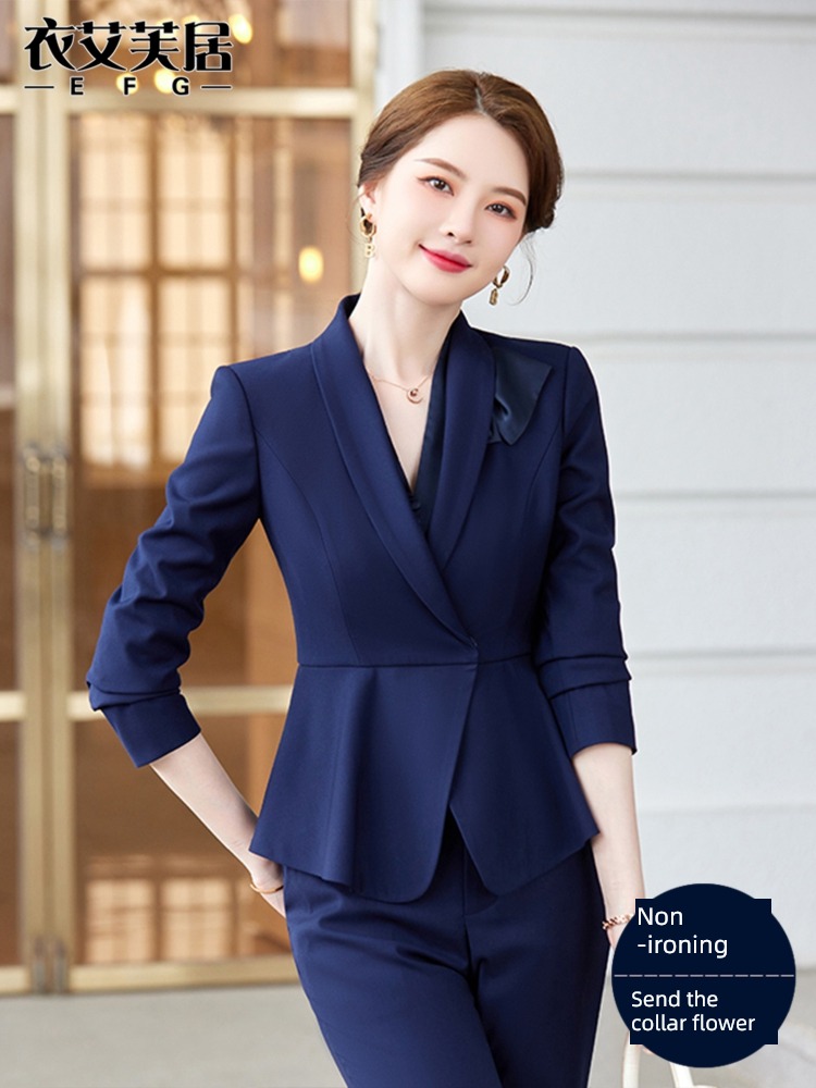 black suit loose coat ma'am Autumn and winter 2022 new pattern manager formal wear jacket temperament Occupation suit coverall