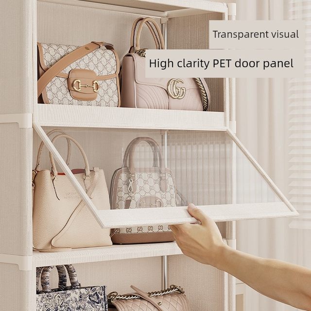 Bag storage artifact storage box Household wardrobe Small bag storage rack Organizing rack Dust-proof flip-floor-standing cabinet
