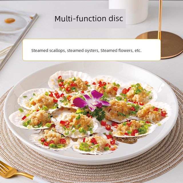 Large plate with super large ceramic household deep plate flat fruit plate steaming plate 14-inch extra large steamed fish chopped pepper fish head plate