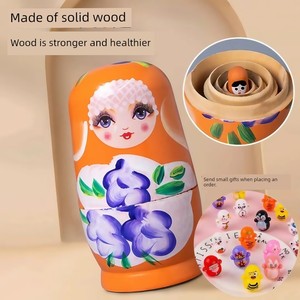 Russian Matryoshka Doll 5-Layer Solid Wood Toys Air-Drying Basswood Hand-Painted Craft Kids Educational Ornaments Offici