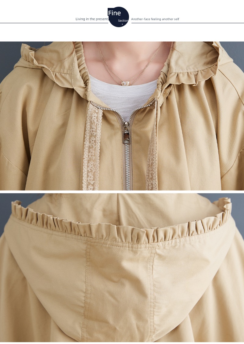 loose coat female Fat mm leisure time Medium and long term Windbreaker loose coat