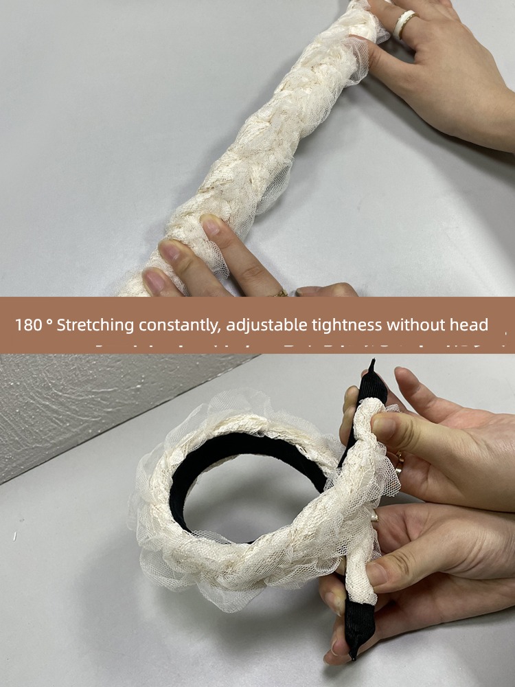 Lu Lu Sen original white hair hoop Lace fairy Hemp flowers Hairpin Wig Forest super immortal Headwear Autumn and winter Aestheticism