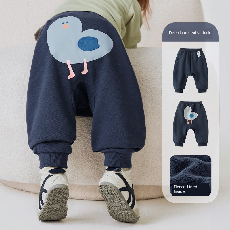 [Butt Pants] Mini Balabala Baby Pants for Boys and Girls 2026 Autumn/Winter Fleece-Lined Cute Infant Pp Pants — 7