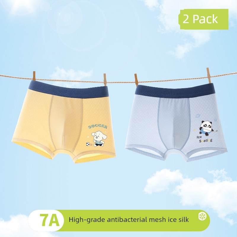 Children's Boxer Briefs 2026 Summer Mesh Ice Silk Baby Boy Boxer Briefs Non-Binding Pp Cooling Leggings — 3