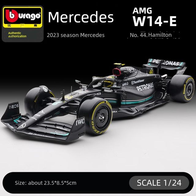 1 24 Mercedes-Benz W14F1 racing model 2023 alloy simulation model Hamilton Equation Toys