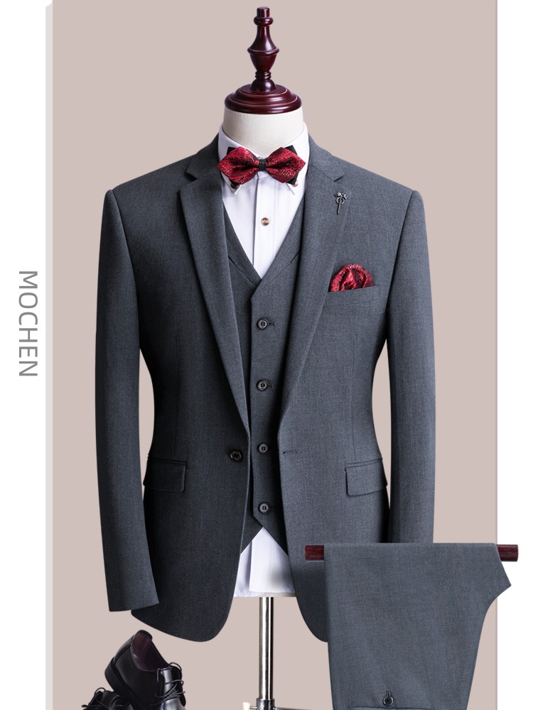 youth leisure time Solid color Self-cultivation groom handsome suit